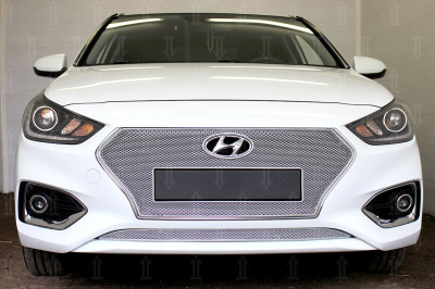Hyundai Solaris (17–) Защита радиатора Premium, хром, низ